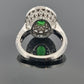18K White Gold Tsavorite & Diamond Ring 1.51ct Oval Tsavorite 1.02ctw Diamonds by Devine & Co — setting detail