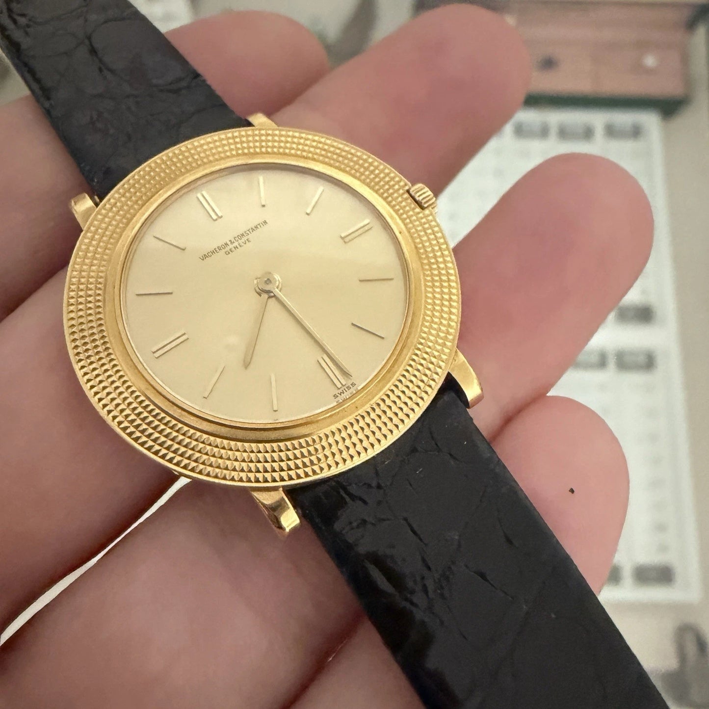 Vacheron Constantin "Disco Volante" Ref. 6395 18K Gold Hobnail Watch 30mm 1962