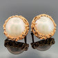 Vintage 14K Gold Mabe Pearl Omega Back Earrings 14mm 8.90g Estate