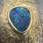 Boulder Opal Inlay Wide Cuff Bracelet 925 Sterling Silver 14K Gold 67g 30mm
