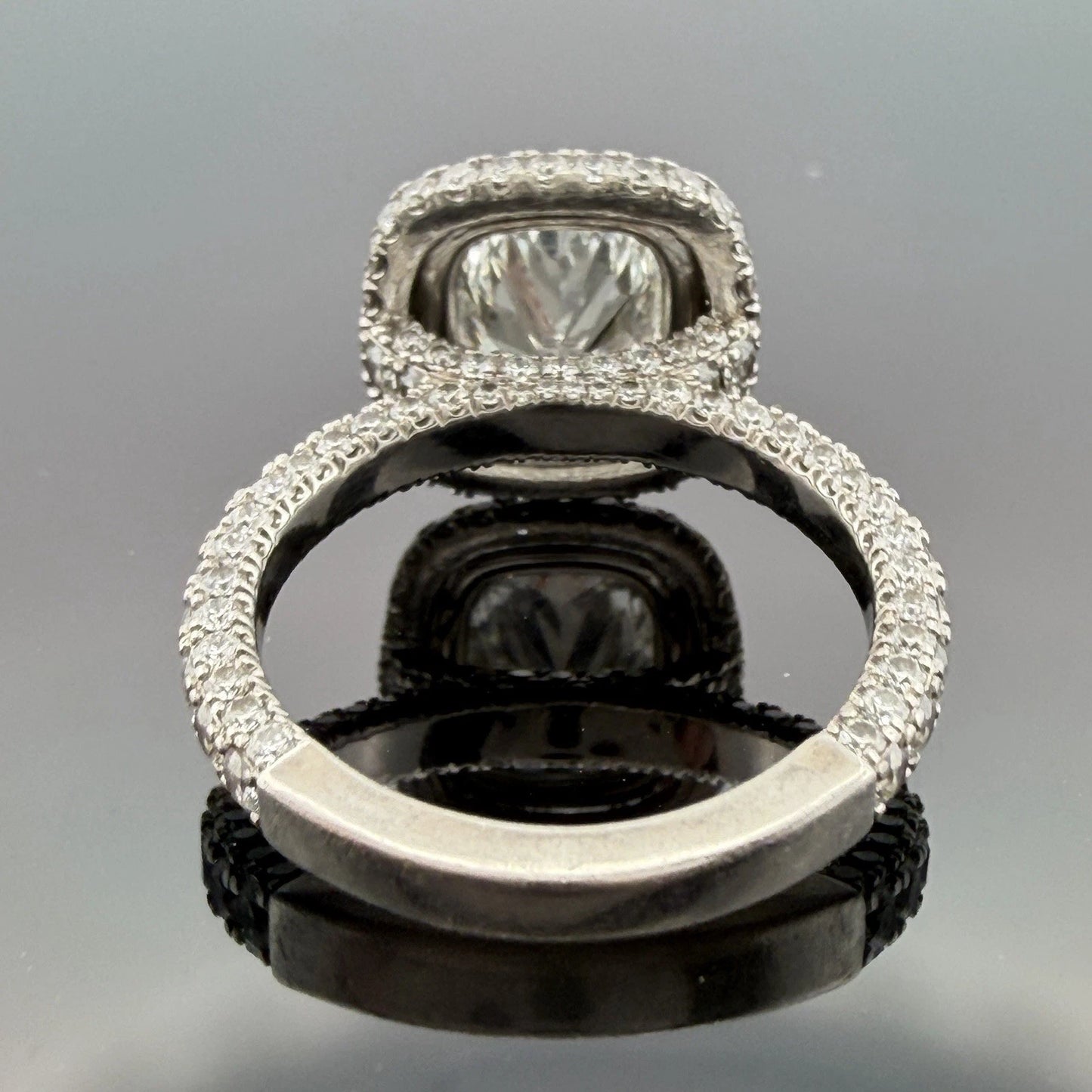 GIA Certified 1.90ct Natural Cushion Cut Diamond Double Halo Engagement Ring Plt