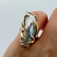 Vintage 14K Yellow Gold Baroque Pearl & Diamond Ring Size 6.5 Estate