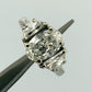 Natural 1.55ct GIA Elongated Oval Diamond Three-Stone Ring 14KW G SI1 Half Moon