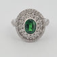 18K White Gold Tsavorite & Diamond Ring 1.51ct Oval Tsavorite 1.02ctw Diamonds by Devine & Co — stone detail