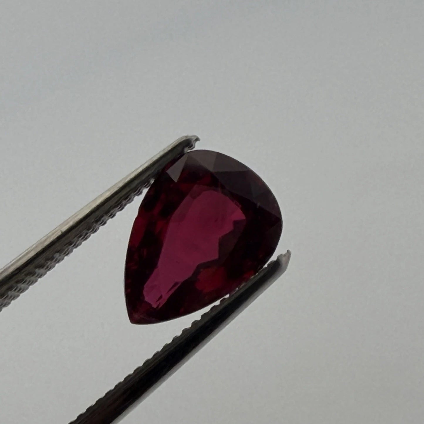 Natural Heated Loose Madagascar Red Ruby 2.26ct GIA Pear Shape, angled view