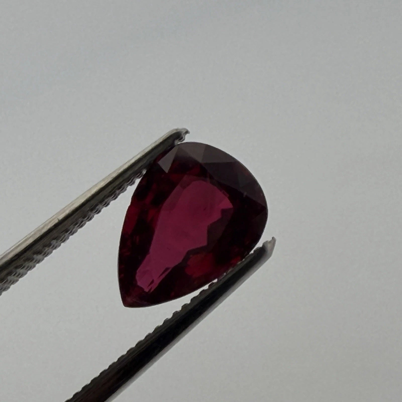 Natural Heated Loose Madagascar Red Ruby 2.26ct GIA Pear Shape, angled view