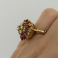 14K Yellow Gold Marquise Ruby & Diamond Cluster Ring – 8.45g – Adjustable 4.5–7 by Devine & Co — stone detail