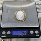 Vintage Hand-Carved Shell Cameo Brooch Pendant 14K Yellow Gold Estate