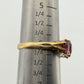 Vintage 15K Yellow Gold Pink Gemstone & Diamond Chip Ring Size 6 Estate