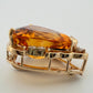 16.76ct Pear Citrine & Diamond Slide Pendant 14K Yellow Gold Estate
