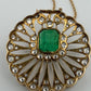 Natural Colombian Emerald and Diamond Pendant Necklace 18K Yellow Gold GIA Report, clasp detail