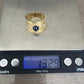 Handmade 18K Yellow Gold Sapphire Diamond Ring Wide Band Size 9 Estate 13g