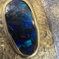 Boulder Opal Inlay Wide Cuff Bracelet 925 Sterling Silver 14K Gold 67g 30mm
