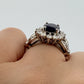 14K White Gold Natural Oval Blue Sapphire Diamond Halo Ring 6.3g Size 6.75