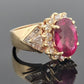 Natural Oval Rubellite Tourmaline Ring 6.90ct & 2CTW Diamonds 14K Yellow Sz 6.5 by Devine & Co — stone detail