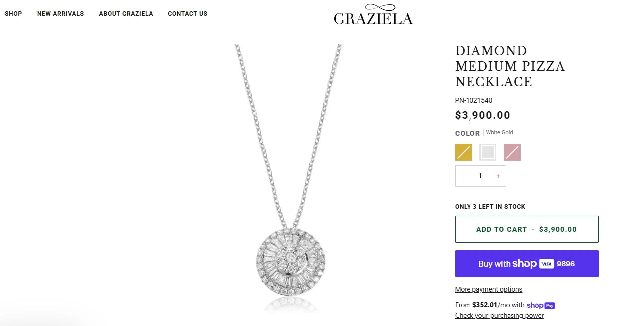 Graziela 18K White Gold Diamond Round Pizza Pendant Natural Diamonds 16" 0.75CTW by Devine & Co — stone detail
