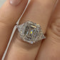 Platinum Three-Stone Ring 4.10ct Emerald Cut Natural Diamond GIA with Trillions by Devine & Co — stone detail