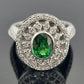 18K White Gold Tsavorite & Diamond Ring 1.51ct Oval Tsavorite 1.02ctw Diamonds by Devine & Co — back view