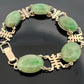 Vintage 14K Yellow Gold Jadeite Jade 5 Cabochon Bracelet 7” Estate