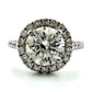 14K White Gold Round Natural Diamond Halo Engagement Ring 1.50 Carat F, SI1 GIA