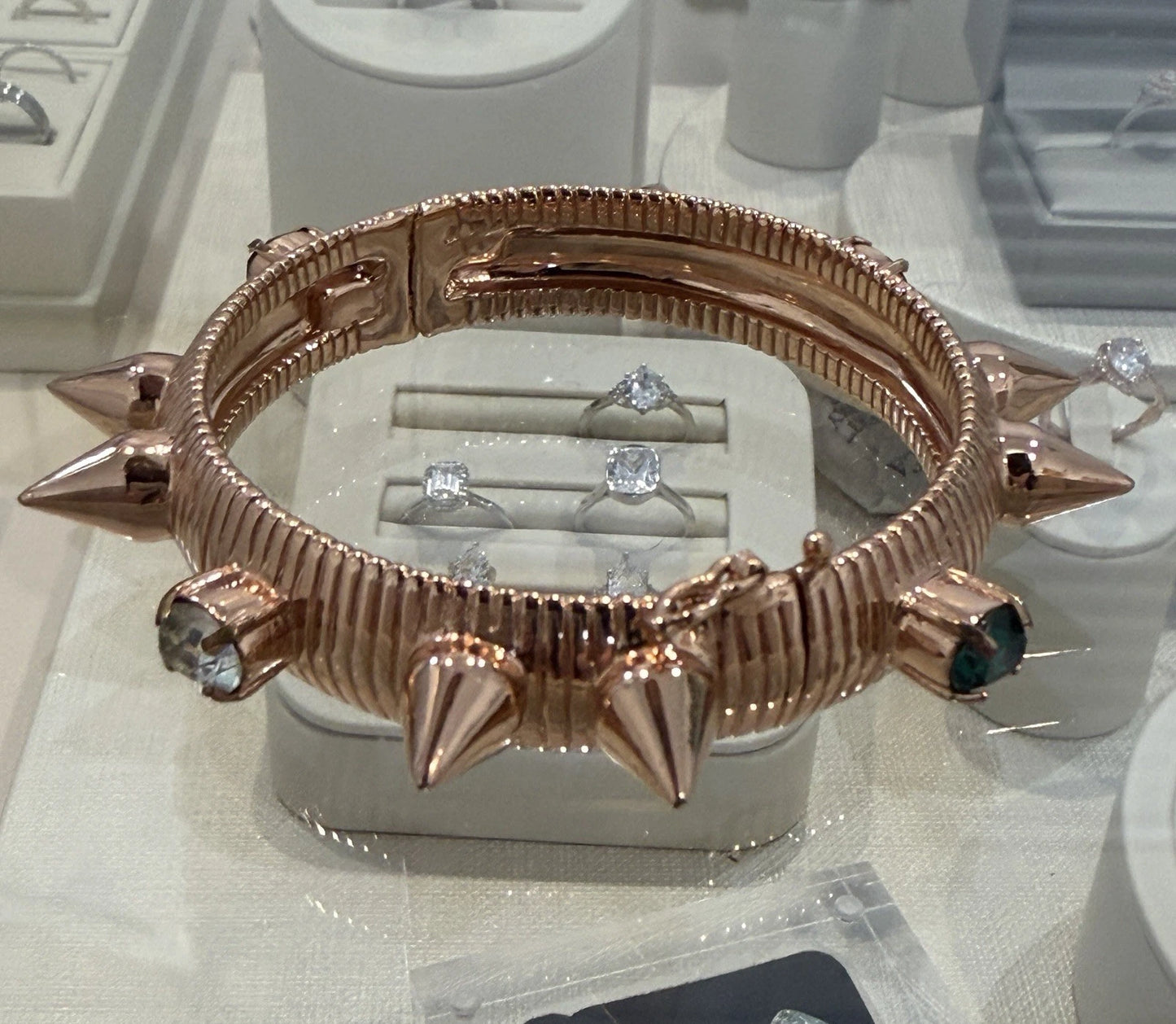 Mawi London Multicolor Crystal & Spike Embedded Cuff Magnetic Bracelet 73g