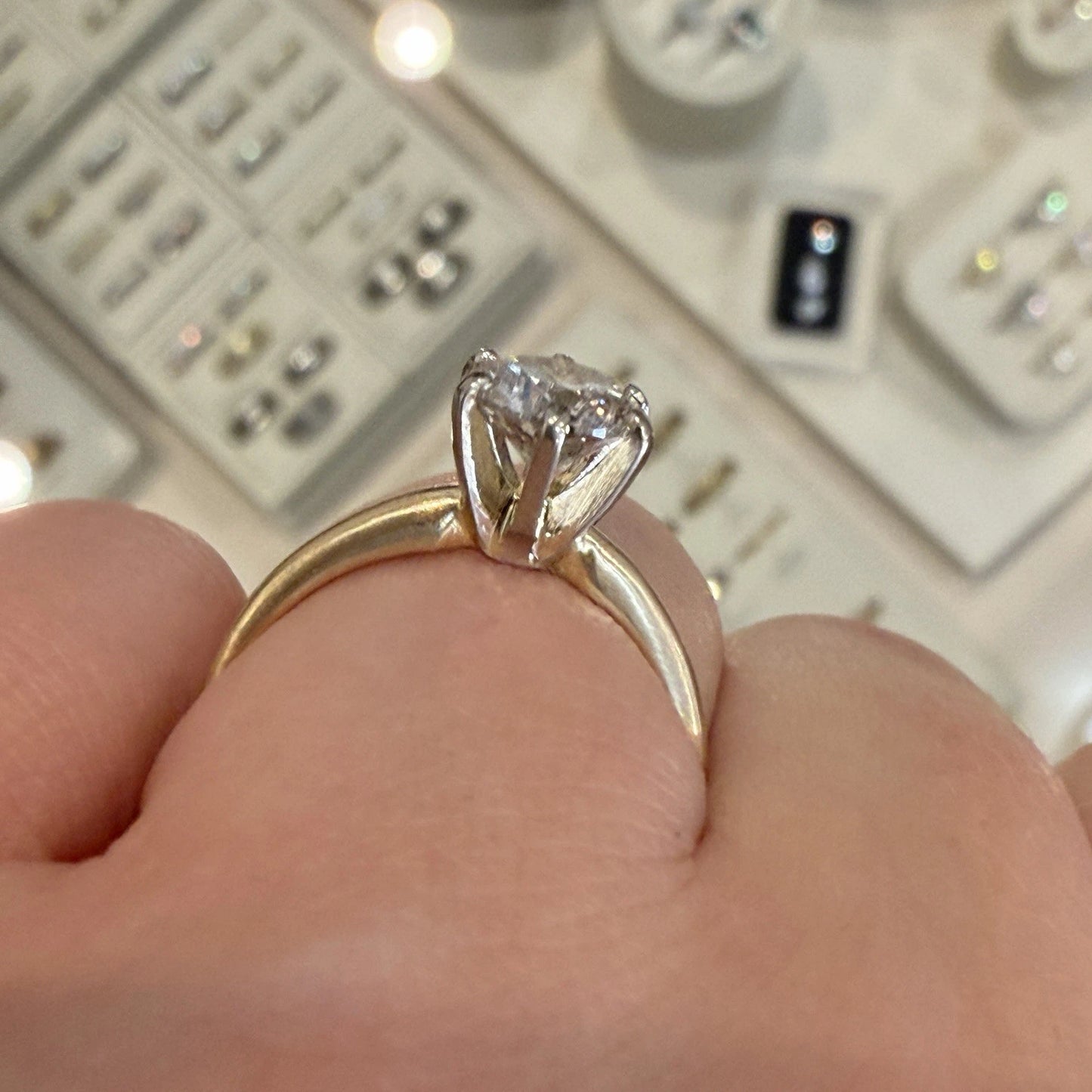 14K Gold Natural 1.27CT Round Brilliant Diamond Solitaire Ring I2, G-H Size 7.25