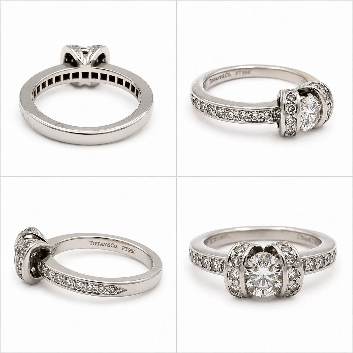 Authentic Tiffany & Co. Platinum Diamond Ribbon Ring 0.41ct F VS1 Size 3.5