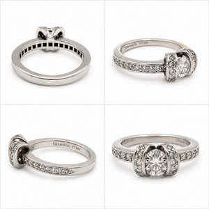 Authentic Tiffany & Co. Platinum Diamond Ribbon Ring 0.41ct F VS1 Size 3.5
