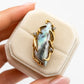 Vintage 14K Yellow Gold Baroque Pearl & Diamond Ring Size 6.5 Estate