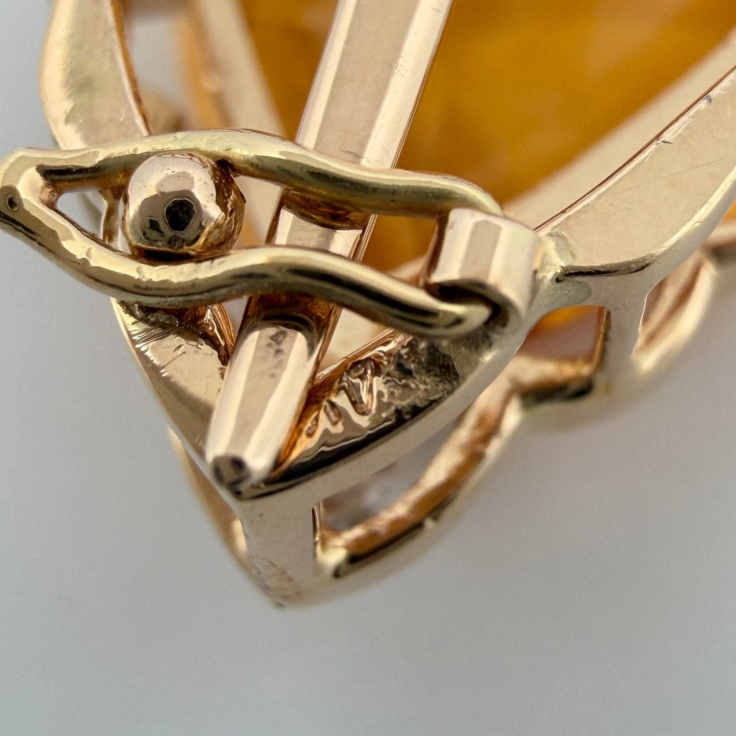 16.76ct Pear Citrine & Diamond Slide Pendant 14K Yellow Gold Estate