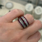 14K White Gold Ruby & Diamond Wide Band Ring Natural Square Rubies Size 7 by Devine & Co — band detail