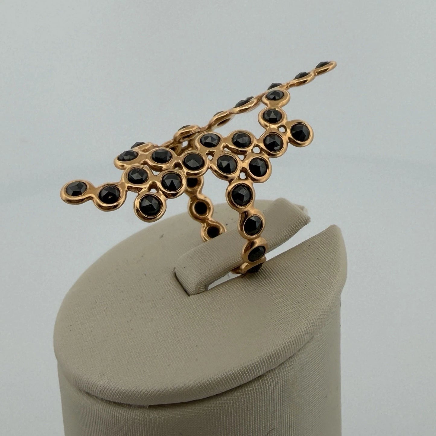 LITO DNA Ring 18K Gold Black Rose Cut Diamond Ring Approx 1.50CT Size 5.5