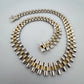 Sterling Silver Yellow Plated Watch Band Link Necklace 12mm Wide 17.5 Inches