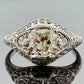 Art Deco Style Platinum Old European Cut Diamond Ring SI1 J Size 5.25