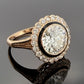 Vintage 3.00ctw Natural Diamond Circular Brilliant Halo Ring GIA Report 14K/15K, band detail