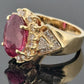 Natural Oval Rubellite Tourmaline Ring 6.90ct & 2CTW Diamonds 14K Yellow Sz 6.5 by Devine & Co — band detail