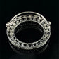 14K White Gold Natural Sapphire & Diamond Circle Pendant Brooch Estate