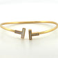 Tiffany & Co. T Wire Bracelet 18K Yellow Gold Mother of Pearl Diamond Bracelet by Devine & Co