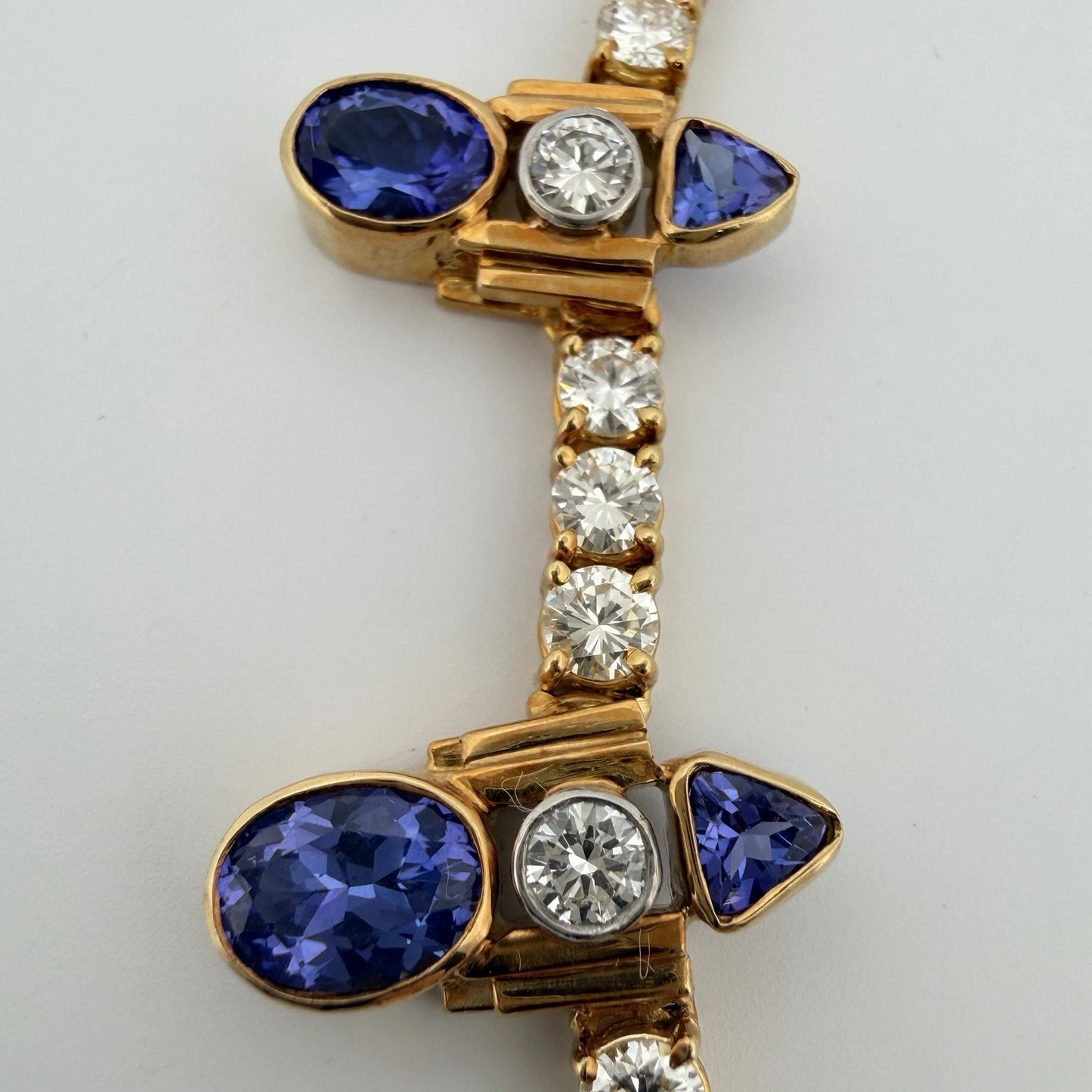 Custom Michael Sherman 18K Gold Natural Tanzanite and Diamond Necklace