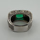Lab Created Emerald and Diamond Ring 14K White Gold Wide Pavé Mounting 1.50CTW, metalwork detail