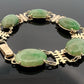 Vintage 14K Yellow Gold Jadeite Jade 5 Cabochon Bracelet 7” Estate
