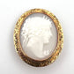 Vintage Hand-Carved Shell Cameo Brooch Pendant 14K Yellow Gold Estate