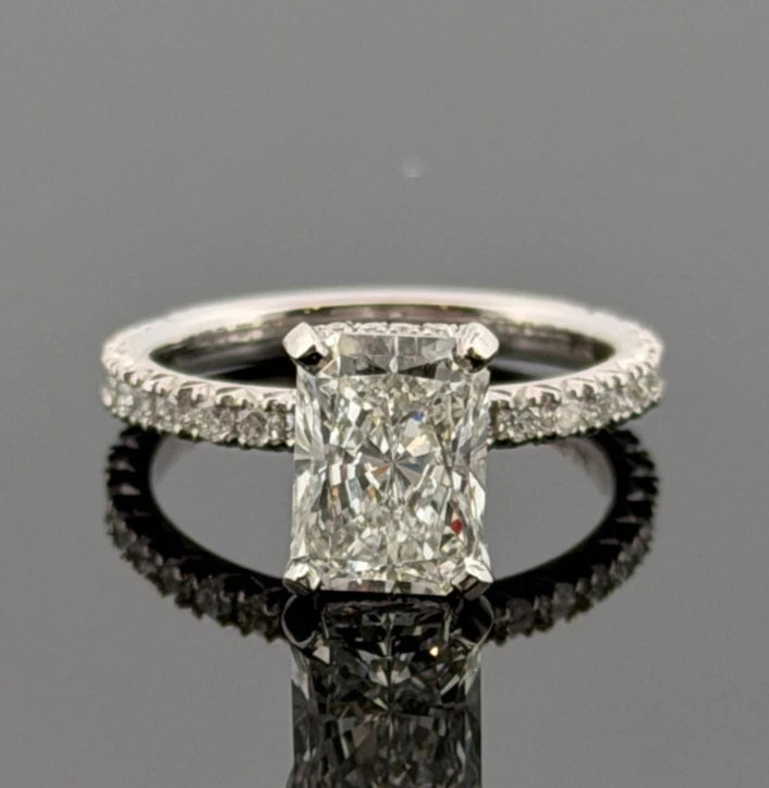 Platinum Solitaire Diamond Engagement Ring Natural Radiant 2.50ct F/VS2 GIA Sz 7 by Devine & Co — side view