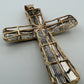 Massive 14K/10K Gold and Diamond Cross Pendant 17.7 Grams 3.5" Large Cross, stone detail