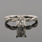 14K White Gold Natural Radiant Cut Diamond Ring 1.01ct F/SI1 GIA Twist Pave by Devine & Co — angled view