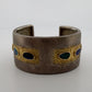Boulder Opal Inlay Wide Cuff Bracelet 925 Sterling Silver 14K Gold 67g 30mm