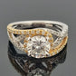 14K Two-Tone Diamond Engagement Ring Round 1.52ct GVS2 EGL Halo Bypass Setting by Devine & Co — side view