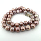 Lavender Cultured Pearl Necklace 14K Gold Diamond Clasp 20" 11-13mm