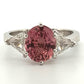 Platinum Natural Padparadscha Sapphire Trillion Diamond Ring 2.16ct .70ctw AIGS by Devine & Co — detail view