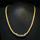 14K Yellow Gold Natural Diamond Bezel Necklace Woven Mesh Chain 18"